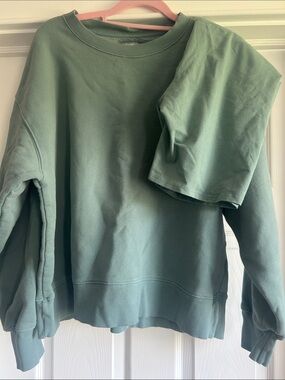 TNA Sage Green Crewneck Sweatshirt with bonus matching bike shorts